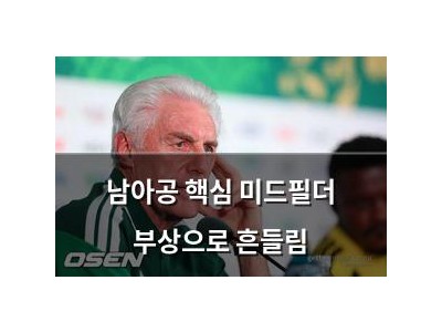 남아공 핵심 미드필더 부상으로 흔들림