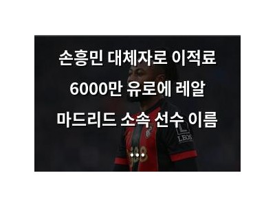 손흥민 대체자로 이적료 6000만 유로에 레알 마드리드 소속 선수 이름 나옴