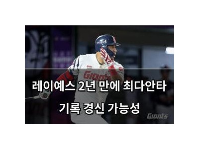 레이예스 2년 만에 최다안타 기록 경신 가능성